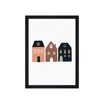 Three Houses Kids Textured Paper Framed Art Print  For Kids Room 2