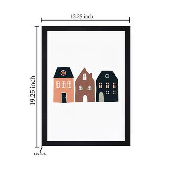 Three Houses Kids Textured Paper Framed Art Print  For Kids Room 4