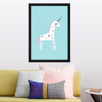 Turquoise Unicorn Art Kids Textured Paper Framed Art Print  For Kids Room 1