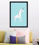 Turquoise Unicorn Art Kids Textured Paper Framed Art Print  For Kids Room