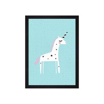 Turquoise Unicorn Art Kids Textured Paper Framed Art Print  For Kids Room 2