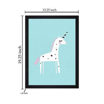 Turquoise Unicorn Art Kids Textured Paper Framed Art Print  For Kids Room 4