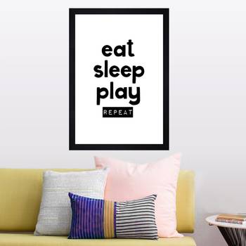 Eat Sleep Play Repeat Kids Textured Paper Framed Art Print  For Kids Room 1