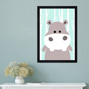 Lovely Hippopotamus  Kids Textured Paper Framed Art Print  For Kids Room 1