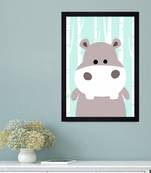 Lovely Hippopotamus  Kids Textured Paper Framed Art Print  For Kids Room