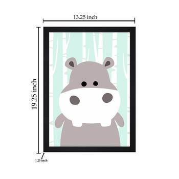 Lovely Hippopotamus  Kids Textured Paper Framed Art Print  For Kids Room 4
