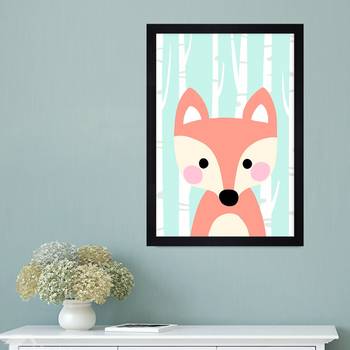 Fox Cute Art  Kids Textured Paper Framed Art Print  For Kids Room 1