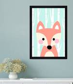 Fox Cute Art  Kids Textured Paper Framed Art Print  For Kids Room