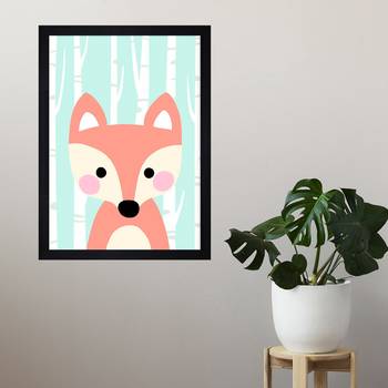 Fox Cute Art  Kids Textured Paper Framed Art Print  For Kids Room 2
