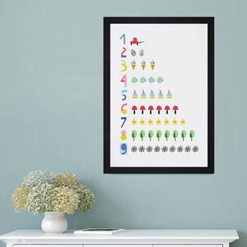 Counting Learning Kids Textured Paper Framed Art Print  For Kids Room 1