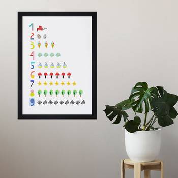 Counting Learning Kids Textured Paper Framed Art Print  For Kids Room 2