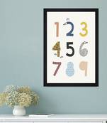 Colourful Counting Kids Textured Paper Framed Art Print  For Kids Room