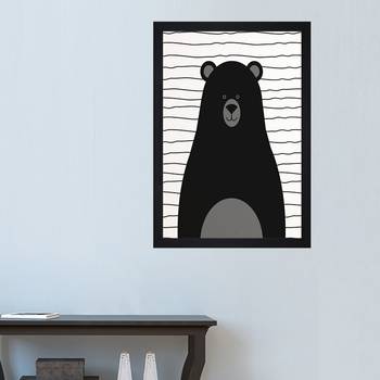 Stencil Grizzly Bear Kids Textured Paper Framed Art Print  For Kids Room 1