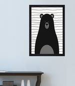 Stencil Grizzly Bear Kids Textured Paper Framed Art Print  For Kids Room