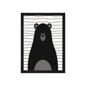 Stencil Grizzly Bear Kids Textured Paper Framed Art Print  For Kids Room 3