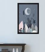 Moon And Tree Kids Textured Paper Framed Art Print  For Kids Room