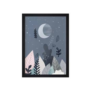 Moon And Tree Kids Textured Paper Framed Art Print  For Kids Room 3