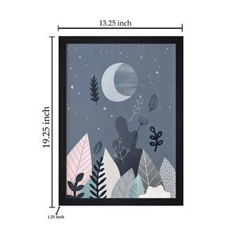 Moon And Tree Kids Textured Paper Framed Art Print  For Kids Room 5