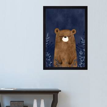 Brown Teddy Bear Standing Kids Textured Paper Framed Art Print  For Kids Room 1