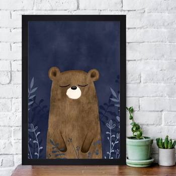 Brown Teddy Bear Standing Kids Textured Paper Framed Art Print  For Kids Room 2
