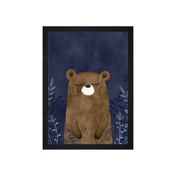 Brown Teddy Bear Standing Kids Textured Paper Framed Art Print  For Kids Room 3