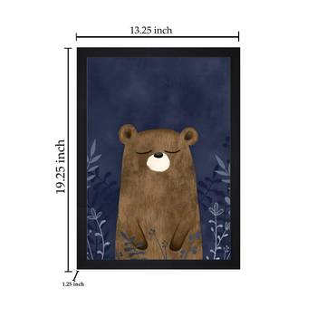 Brown Teddy Bear Standing Kids Textured Paper Framed Art Print  For Kids Room 5
