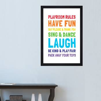 Playroom Rules  Kids Textured Paper Framed Art Print  For Kids Room 1