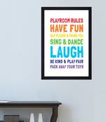 Playroom Rules  Kids Textured Paper Framed Art Print  For Kids Room