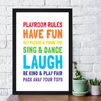 Playroom Rules  Kids Textured Paper Framed Art Print  For Kids Room 2