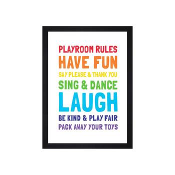 Playroom Rules  Kids Textured Paper Framed Art Print  For Kids Room 3