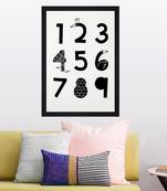 Black & White Counting Chart Kids Textured Paper Framed Art Print  For Kids Room