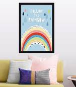 Follow The Rainbow Kids Textured Paper Framed Art Print  For Kids Room