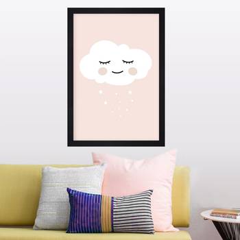 Smiling Cloud Kids Textured Paper Framed Art Print  For Kids Room 1