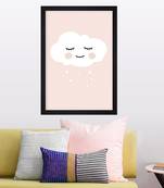 Smiling Cloud Kids Textured Paper Framed Art Print  For Kids Room