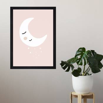 Sleeping Stars And Moon Eyes Kids Textured Paper Framed Art Print  For Kids Room 2