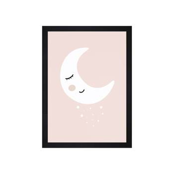 Sleeping Stars And Moon Eyes Kids Textured Paper Framed Art Print  For Kids Room 3