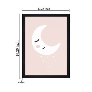 Sleeping Stars And Moon Eyes Kids Textured Paper Framed Art Print  For Kids Room 5