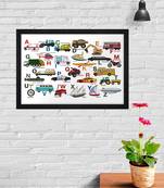 Vehicle Alphabet Poster Kids Textured Paper Framed Art Print  For Kids Room