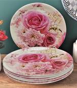 Pink Rose Floral Melamine Full Plates