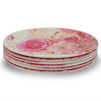 Pink Rose Floral Melamine Full Plates 3