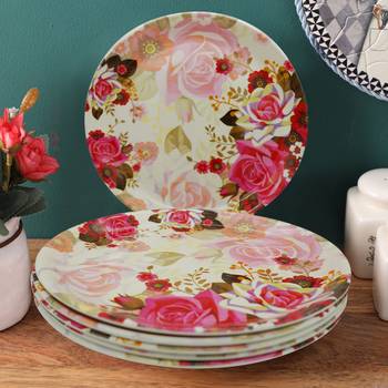 Multicolour Floral Petals Melamine Full Plates 1
