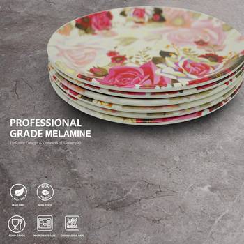 Multicolour Floral Petals Melamine Full Plates 4