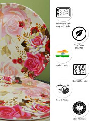 Multicolour Floral Petals Melamine Full Plates 5