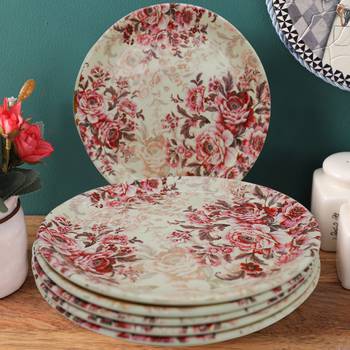 Pink Floral Melamine Full Plates 1