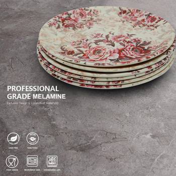 Pink Floral Melamine Full Plates 4