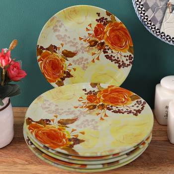 Orange With Yellow Texture Melamine Full Plates 1