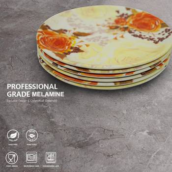 Orange With Yellow Texture Melamine Full Plates 4