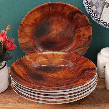 Natural  Teak Melamine Quarter Plates 1