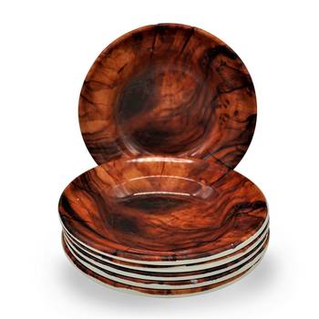 Natural  Teak Melamine Quarter Plates 2