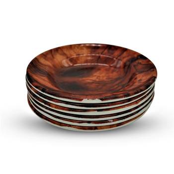 Natural  Teak Melamine Quarter Plates 3
